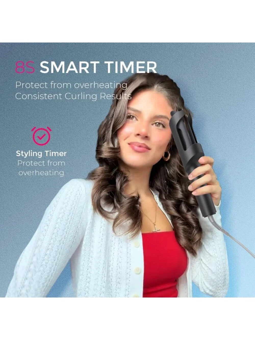 Automatic Rotating Curling Iron - Beach Waves Wand, Portable Hair Curler, Dual
